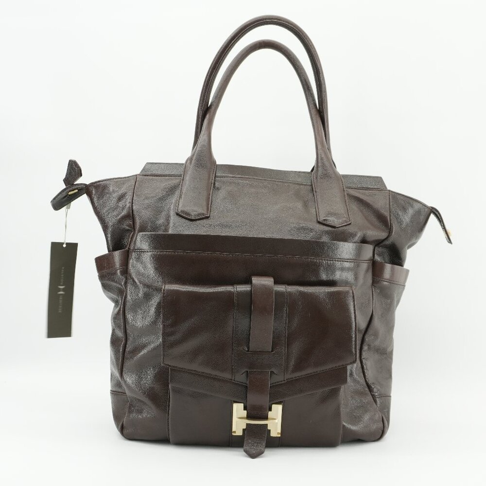 NWT Halston Heritage XL Bag Dark Chocolate Brown Travel Weekender Carry On Bag